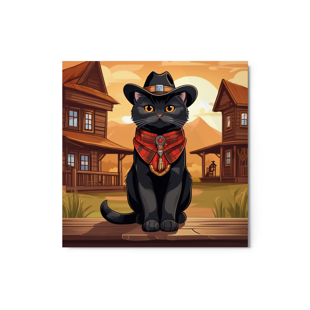 PugMug Custom Black Scottish Fold Cat Metal Print