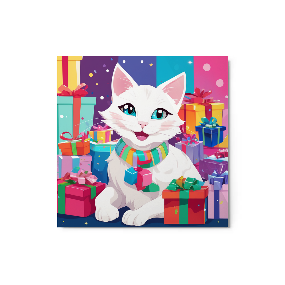 PugMug Custom White Companion Cat Metal Print