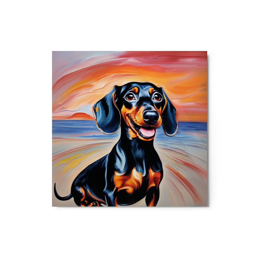 PugMug Custom Black Dachshund Metal Print