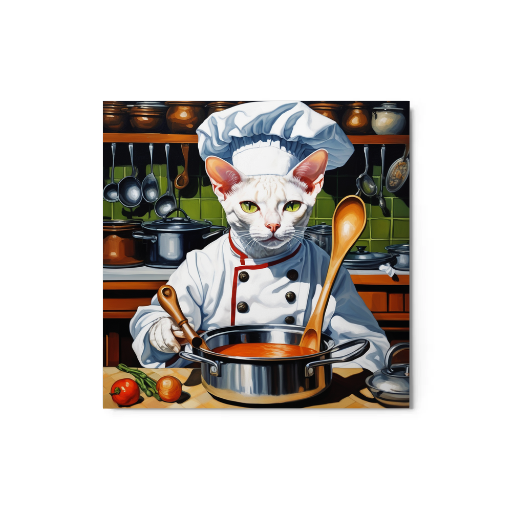 PugMug Custom White Devon Rex Cat Metal Print