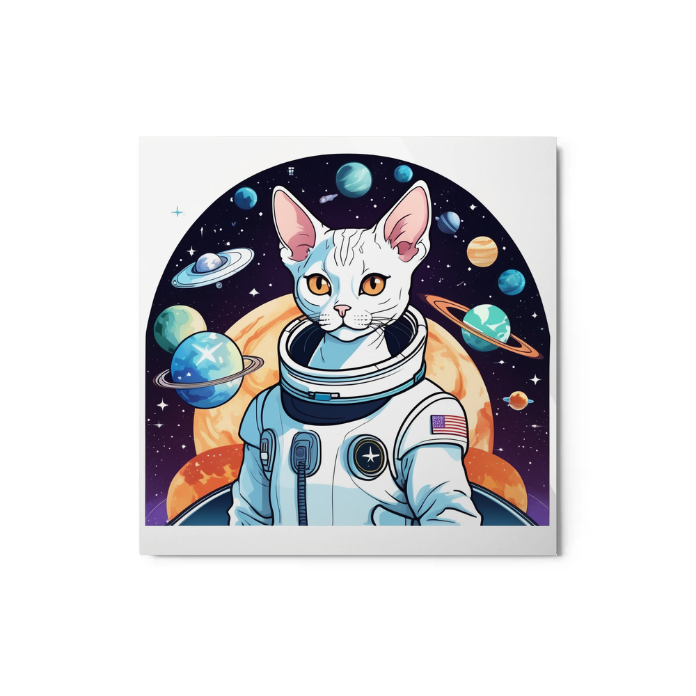 PugMug Custom White Devon Rex Cat Metal Print