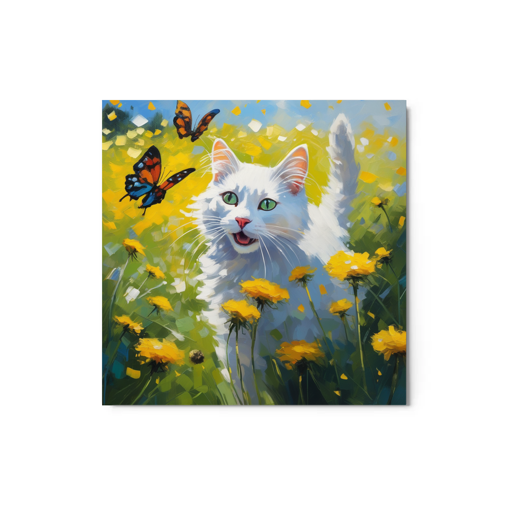 PugMug Custom White Companion Cat Metal Print