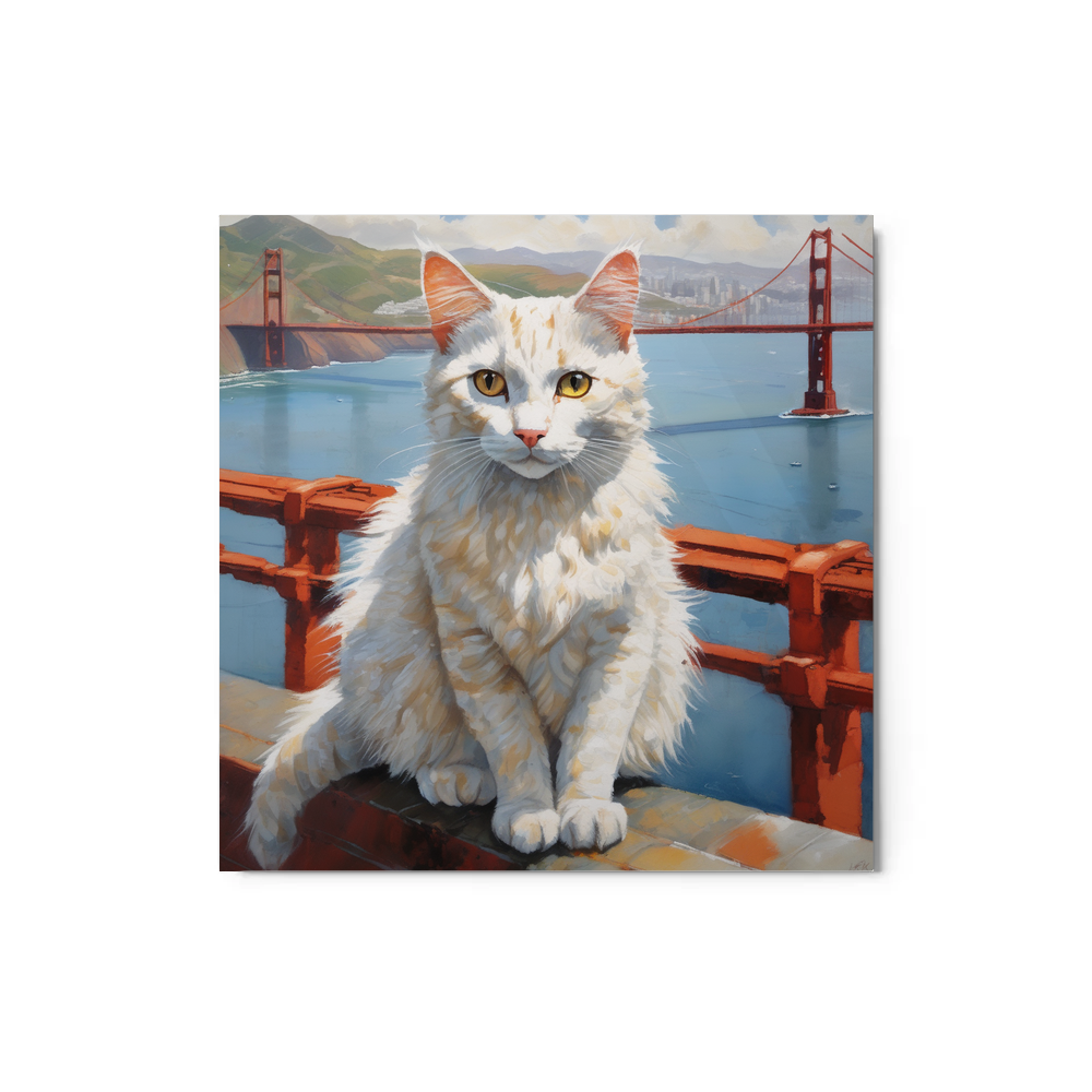 PugMug Custom White Companion Cat Metal Print