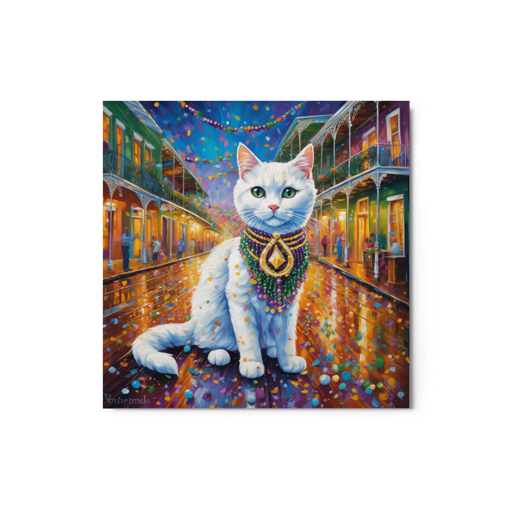 PugMug Custom White Companion Cat Metal Print