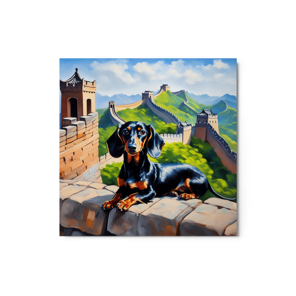 PugMug Custom Black Dachshund Metal Print