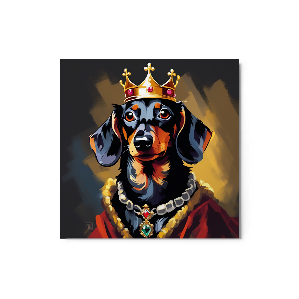 PugMug Custom Black Dachshund Metal Print