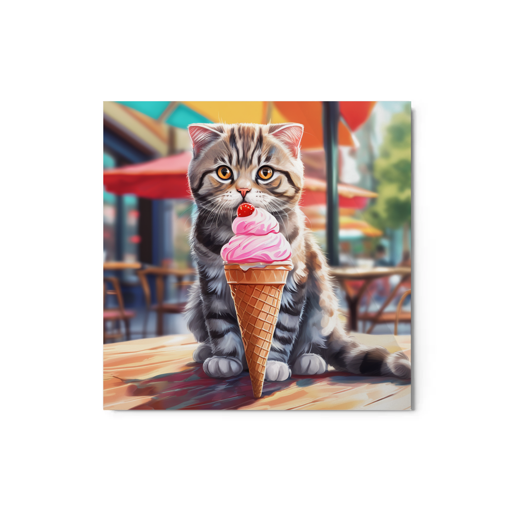 PugMug Custom Tabby Scottish Fold Cat Metal Print