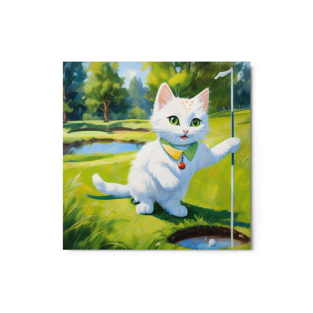 PugMug Custom White Companion Cat Metal Print