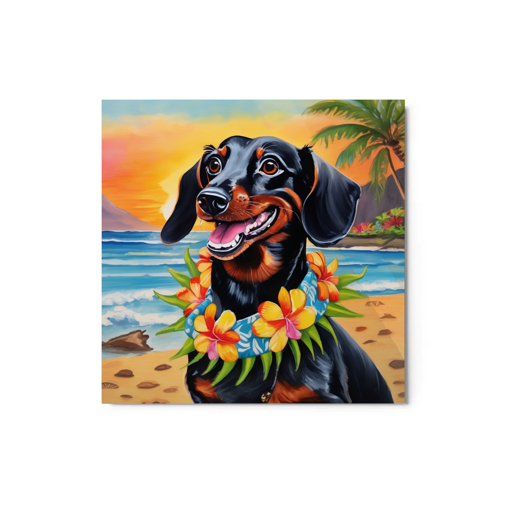 PugMug Custom Black Dachshund Metal Print