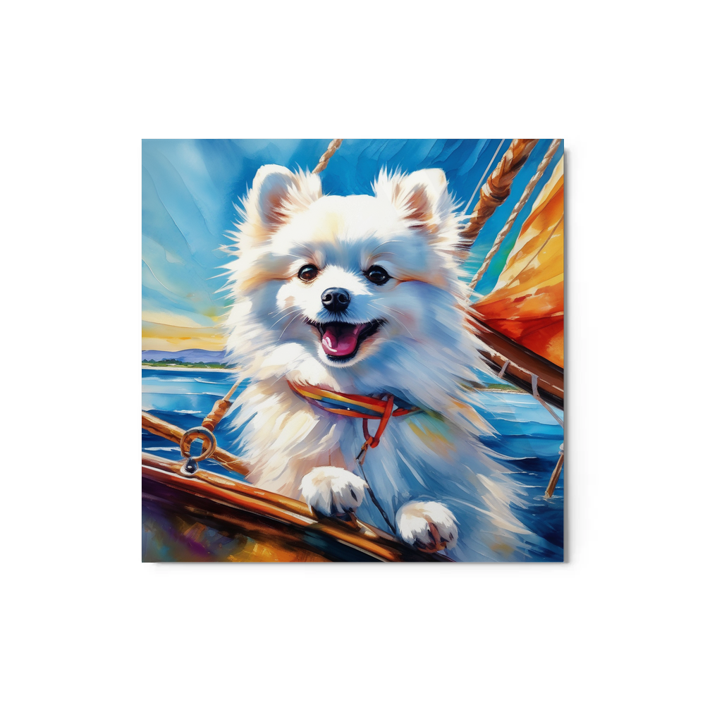 PugMug Custom White Pomeranian Metal Print