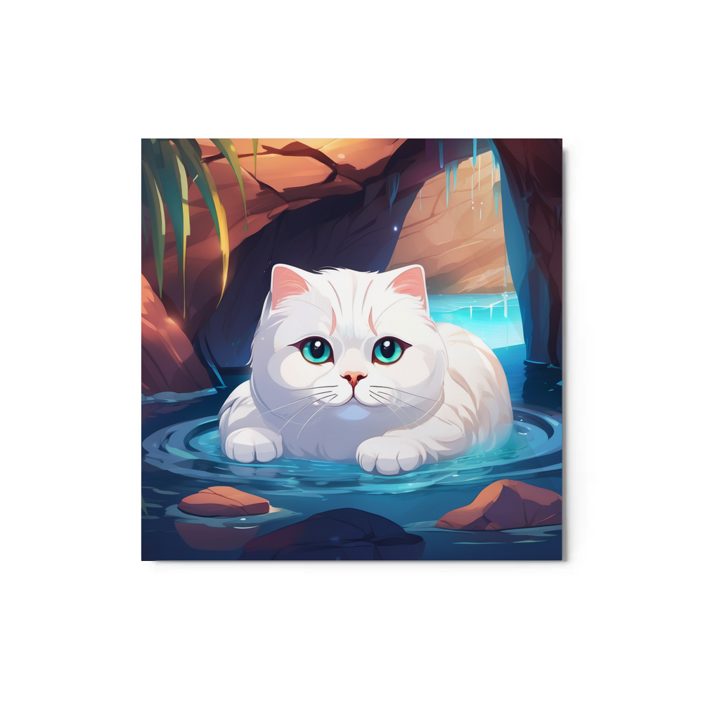 PugMug Custom White Scottish Fold Cat Metal Print