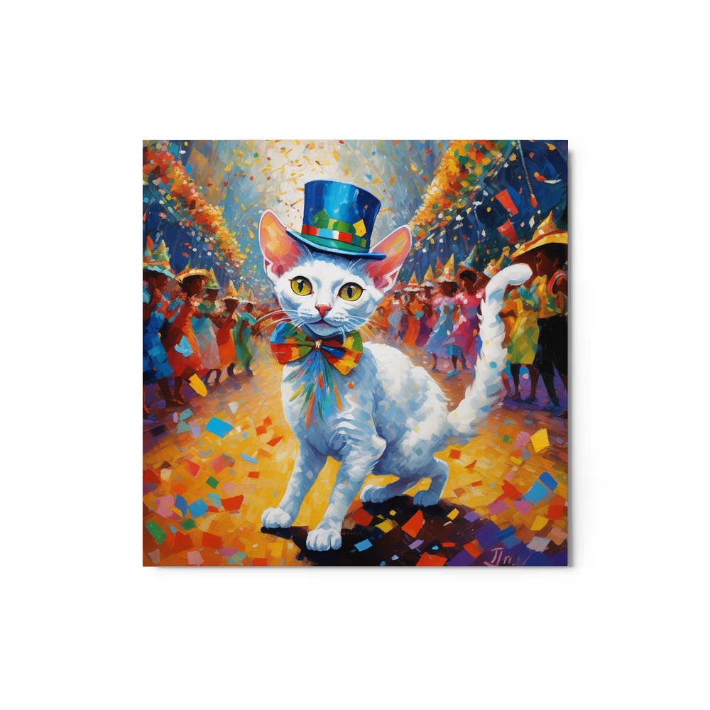 PugMug Custom White Devon Rex Cat Metal Print