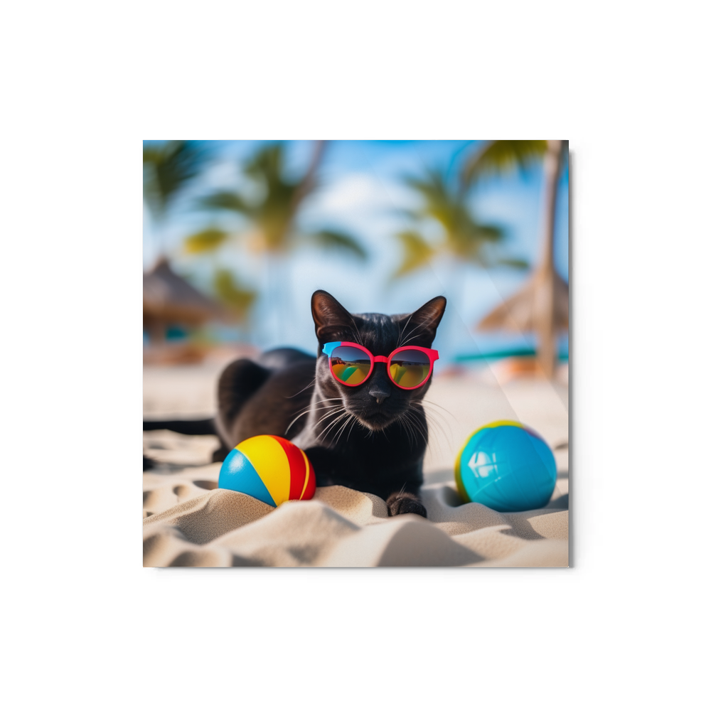 PugMug Custom Black American Shorthair Cat Metal Print