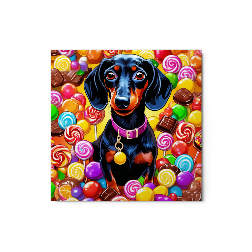 PugMug Custom Black Dachshund Metal Print