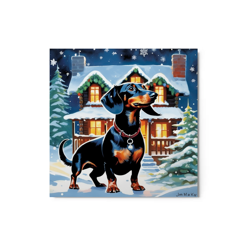 PugMug Custom Black Dachshund Metal Print