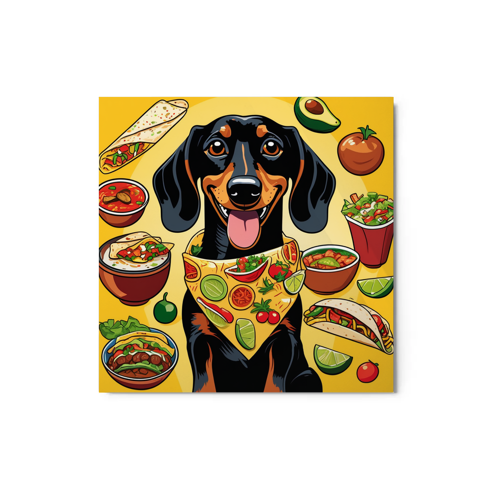 PugMug Custom Black Dachshund Metal Print