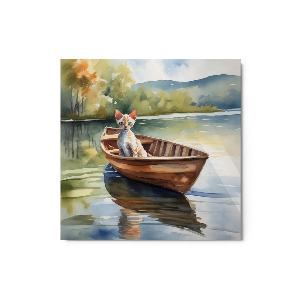 PugMug Custom Tabby Devon Rex Cat Metal Print