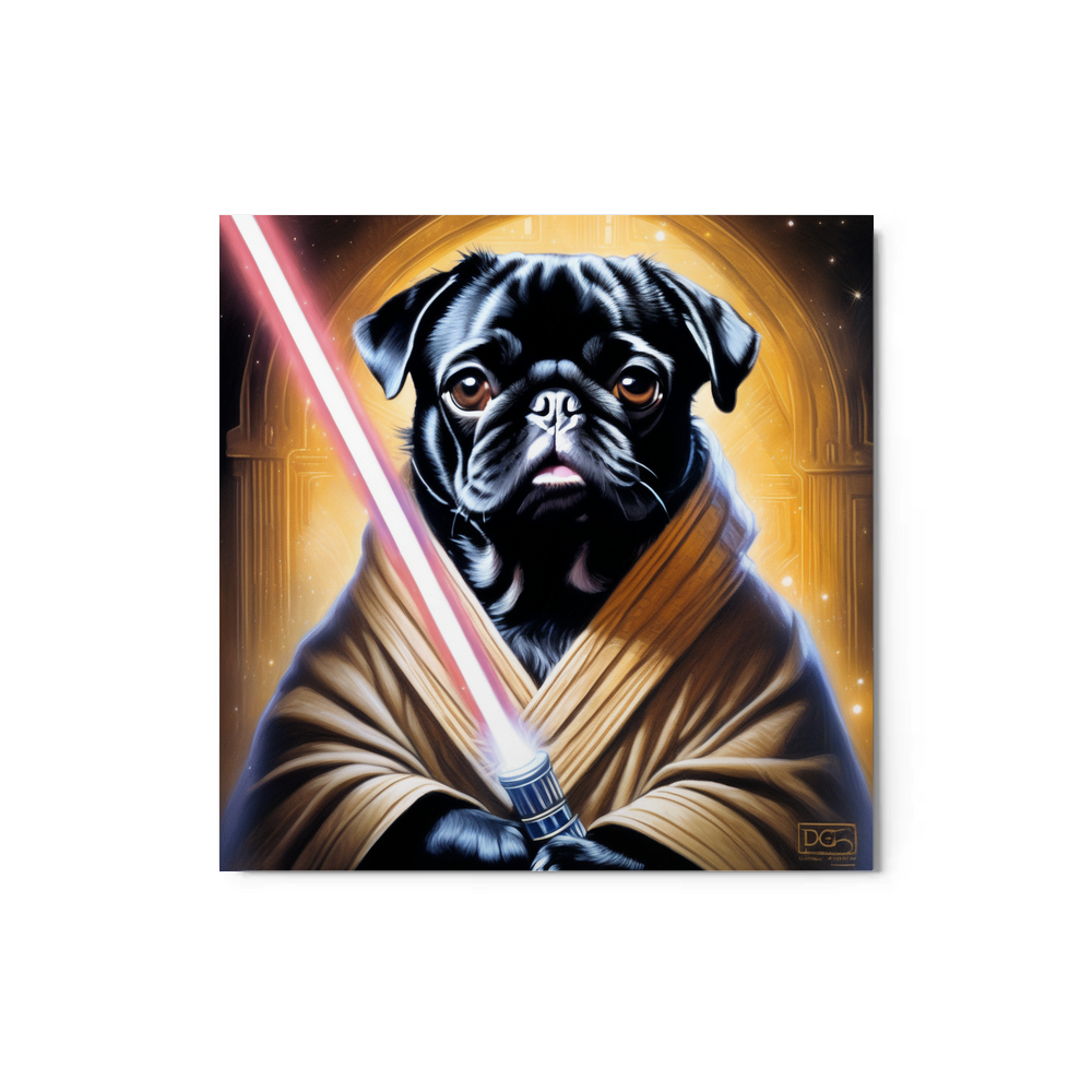 PugMug Custom Black Pug Metal Print
