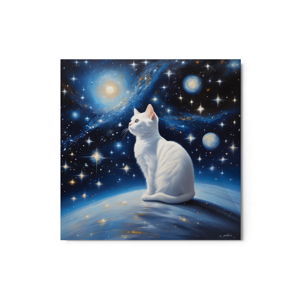 PugMug Custom White Companion Cat Metal Print