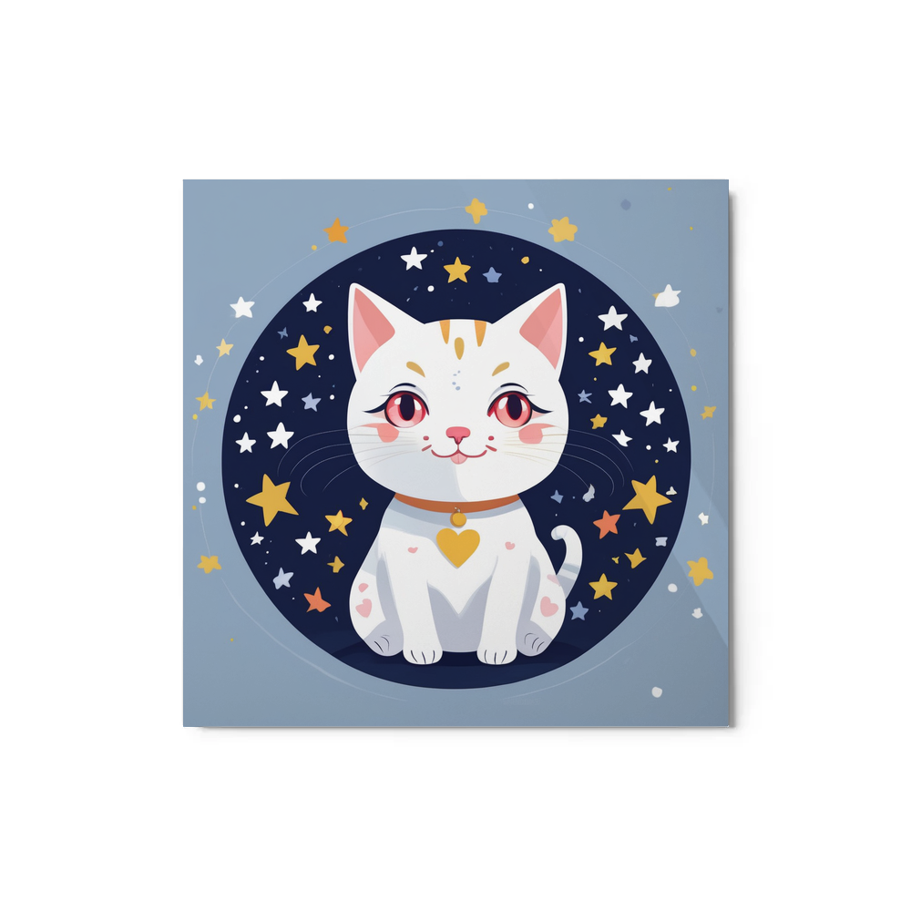 PugMug Custom White Companion Cat Metal Print