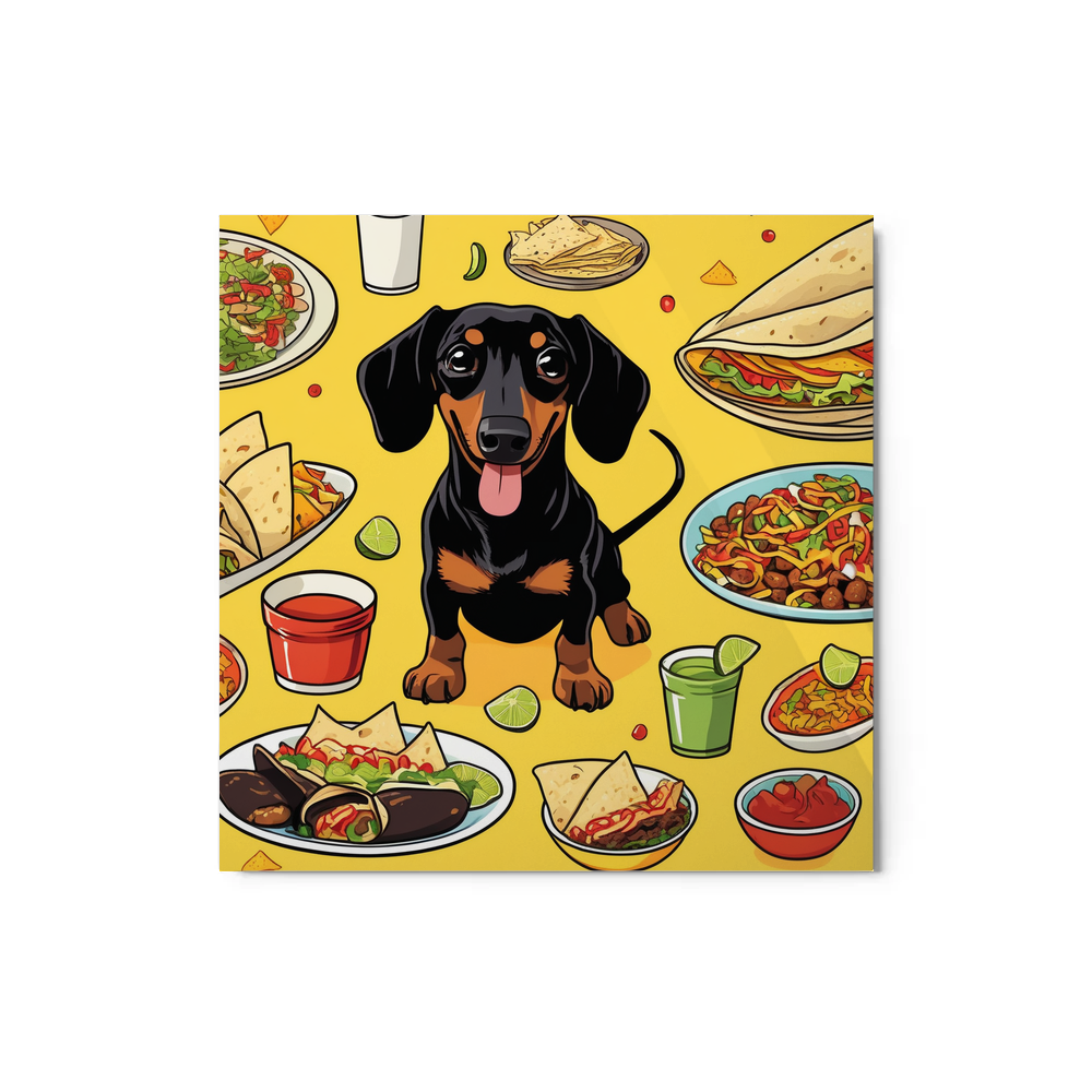 PugMug Custom Black Dachshund Metal Print