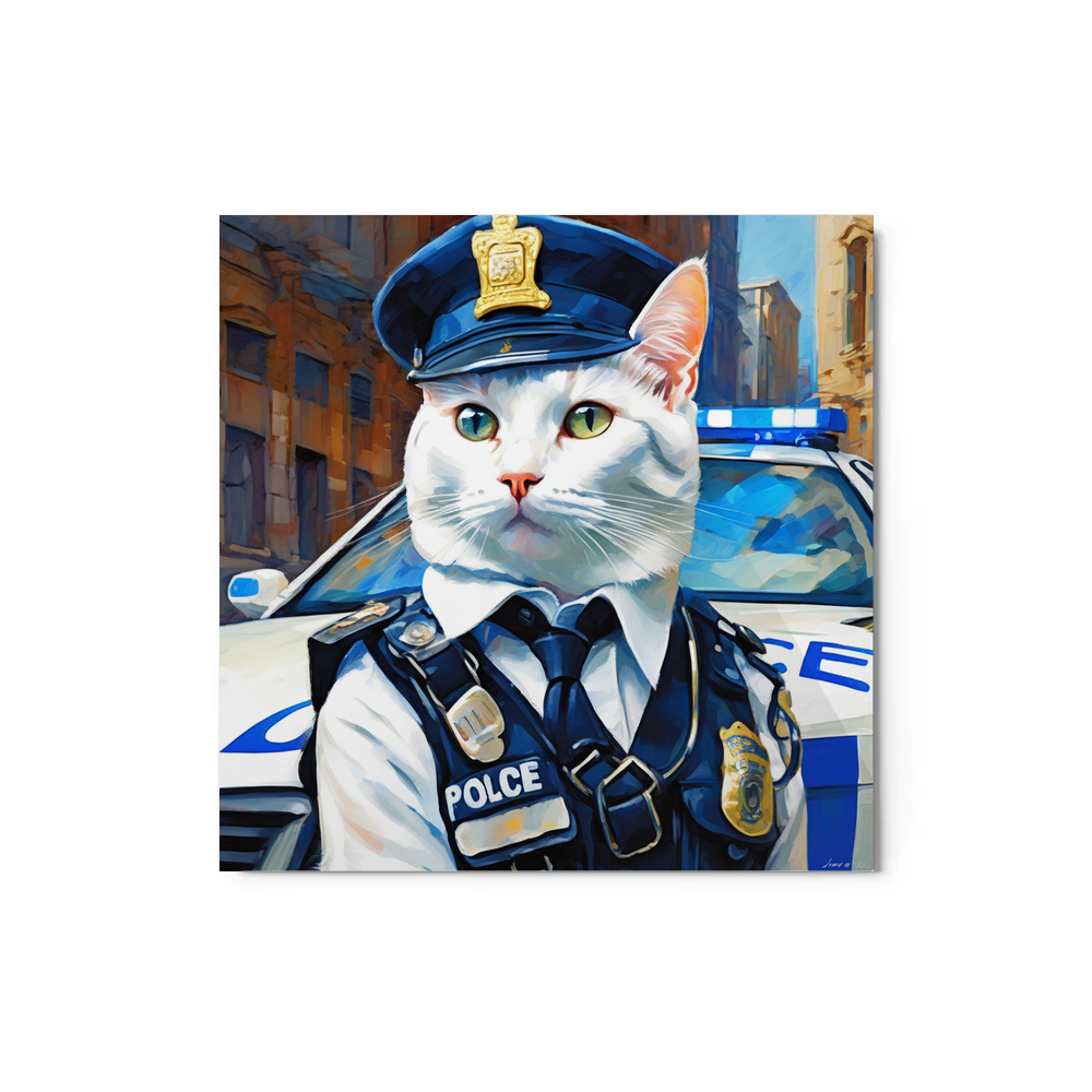 PugMug Custom White Companion Cat Metal Print