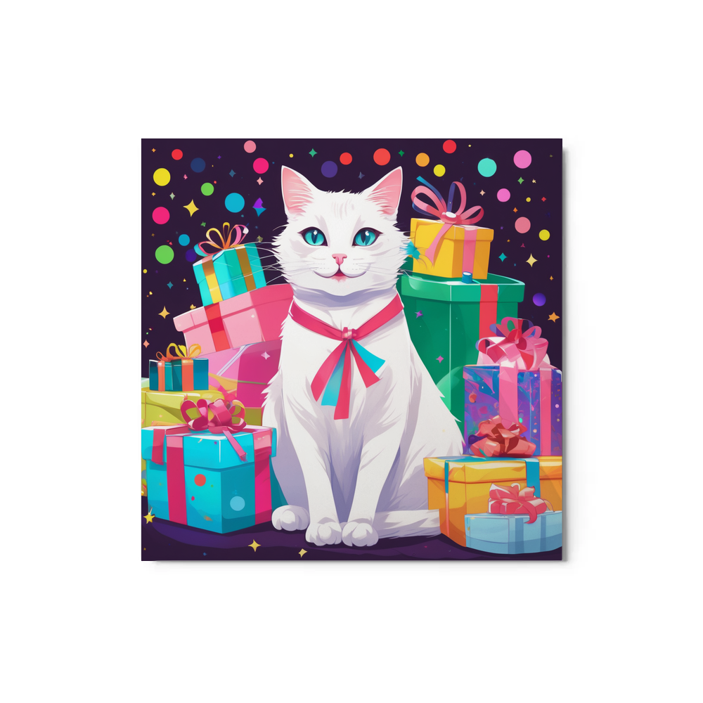 PugMug Custom White Companion Cat Metal Print