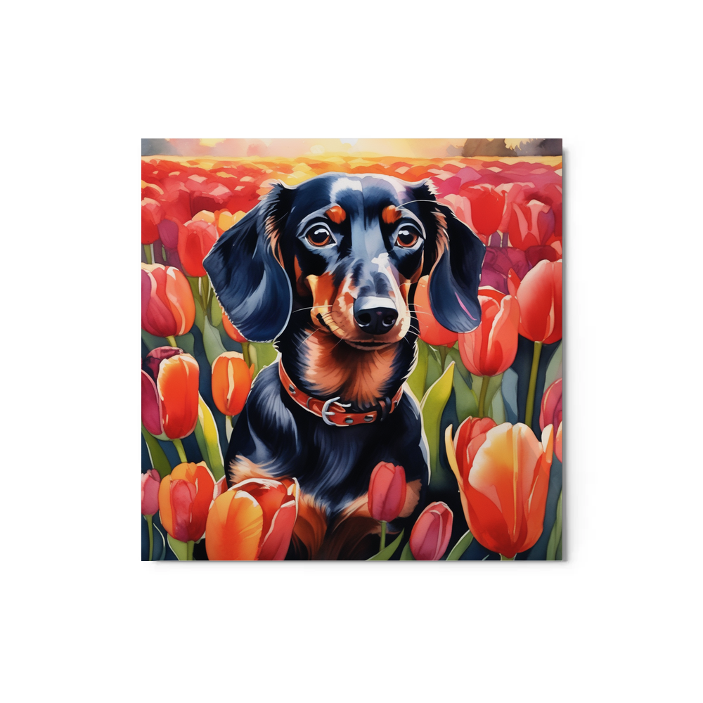 PugMug Custom Black Dachshund Metal Print