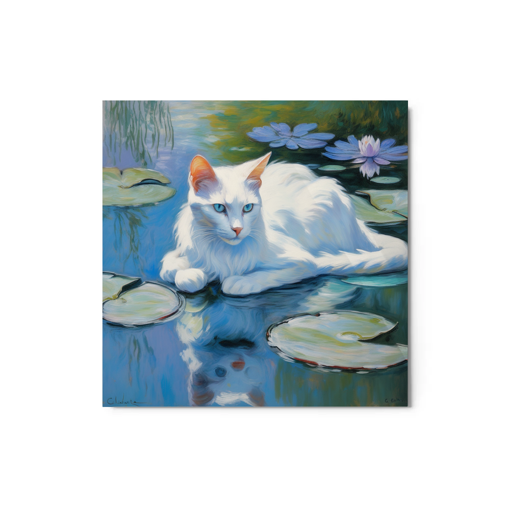 PugMug Custom White Companion Cat Metal Print