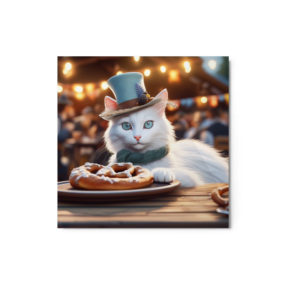 PugMug Custom White Companion Cat Metal Print