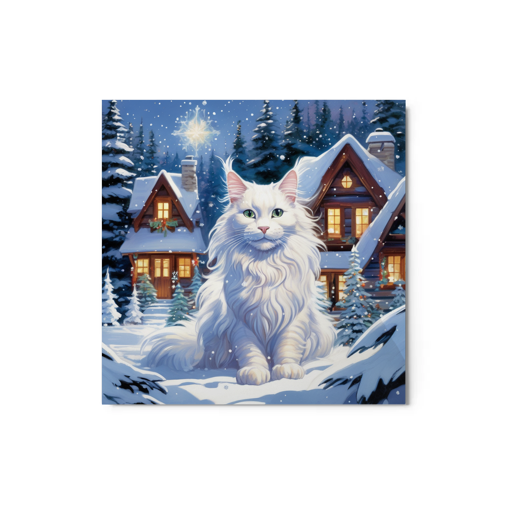 PugMug Custom White Maine Coon Cat Metal Print
