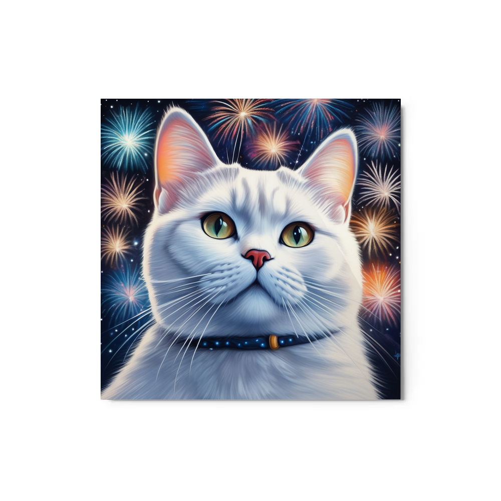 PugMug Custom White British Shorthair Cat Metal Print