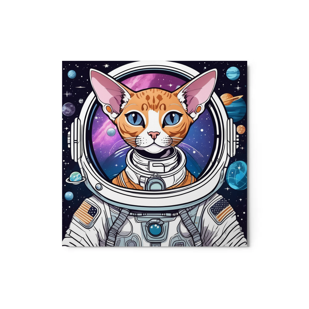 PugMug Custom Tabby Devon Rex Cat Metal Print