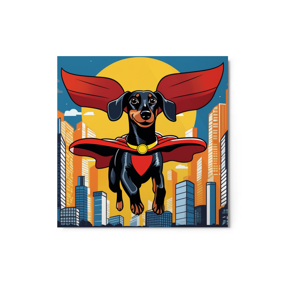 PugMug Custom Black Dachshund Metal Print