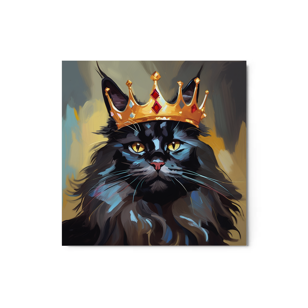 PugMug Custom Black Maine Coon Cat Metal Print