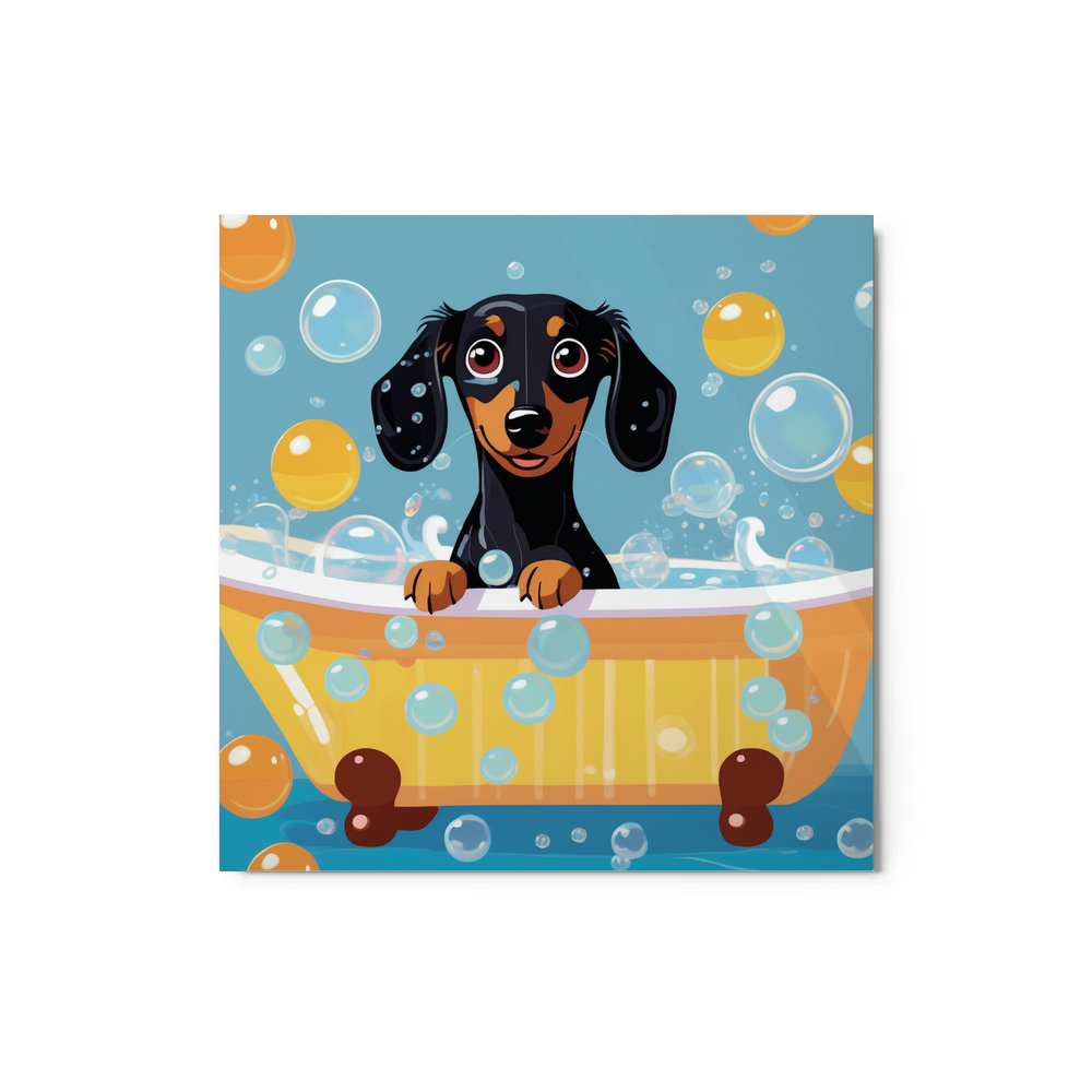 PugMug Custom Black Dachshund Metal Print