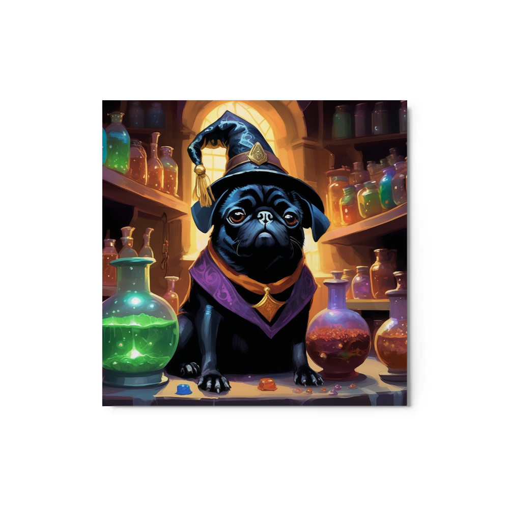 PugMug Custom Black Pug Metal Print