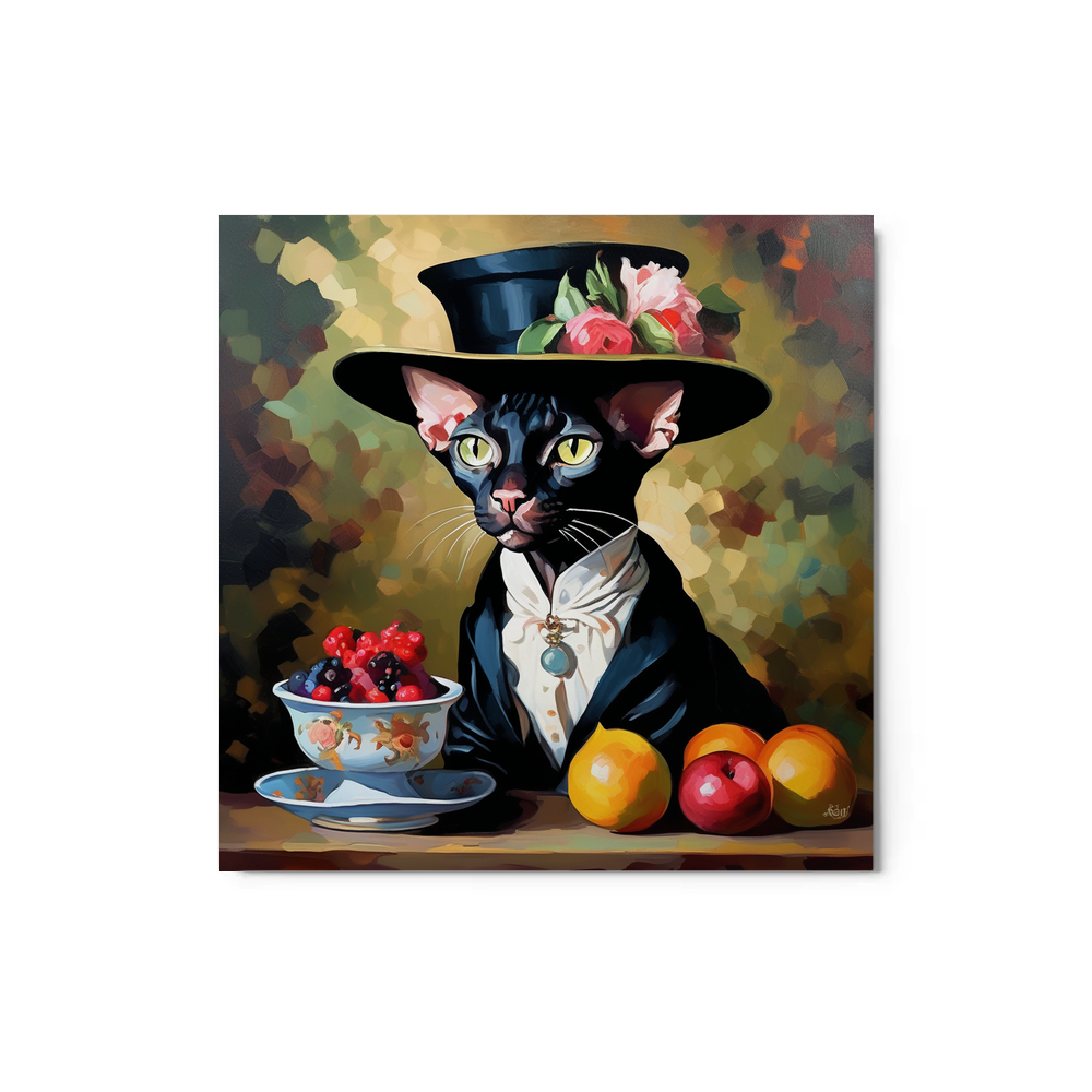 PugMug Custom Black Sphynx Cat Metal Print