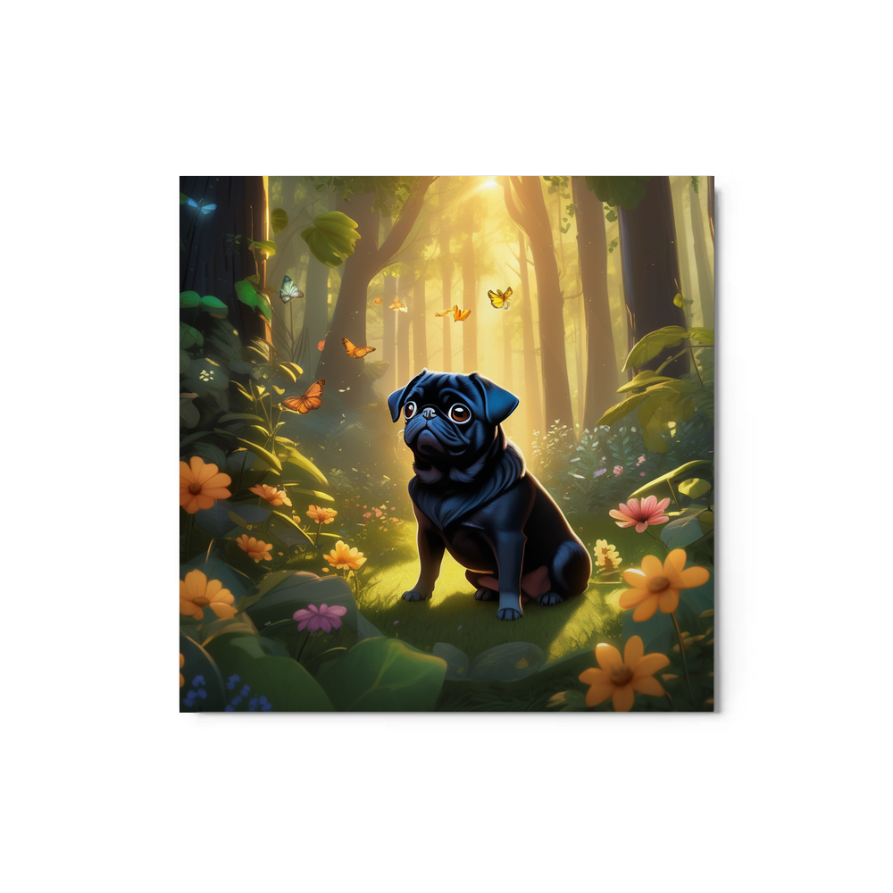 PugMug Custom Black Pug Metal Print