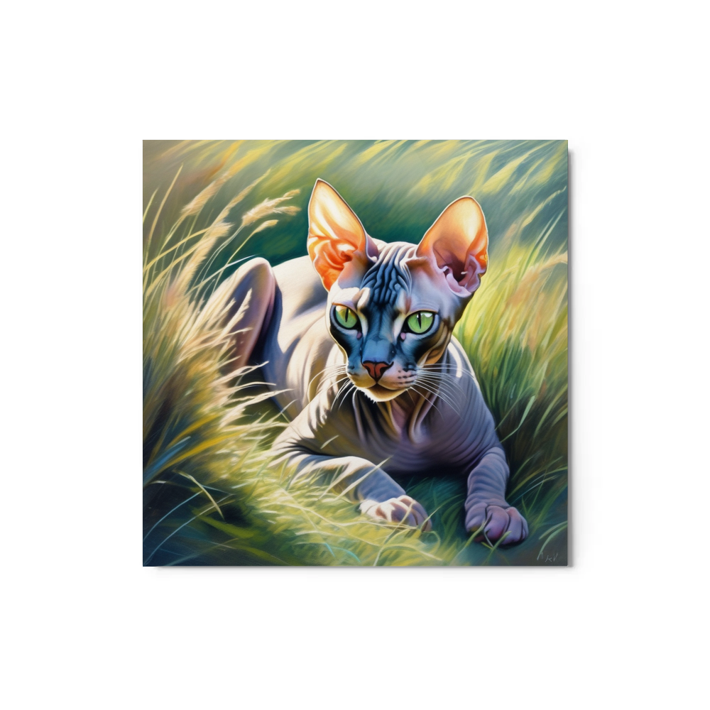 PugMug Custom Tabby Sphynx Cat Metal Print