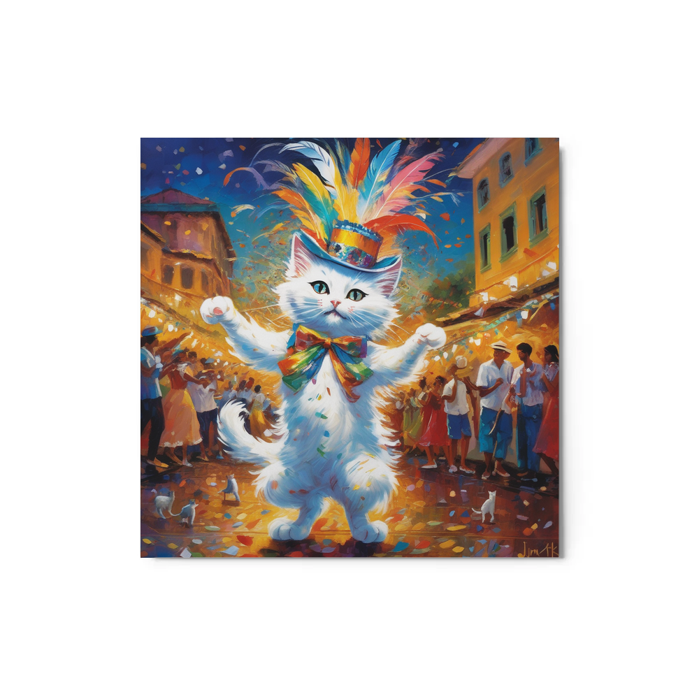 PugMug Custom White Companion Cat Metal Print