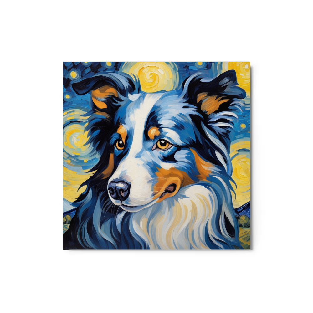 PugMug Custom Blue Merle Border Collie Metal Print