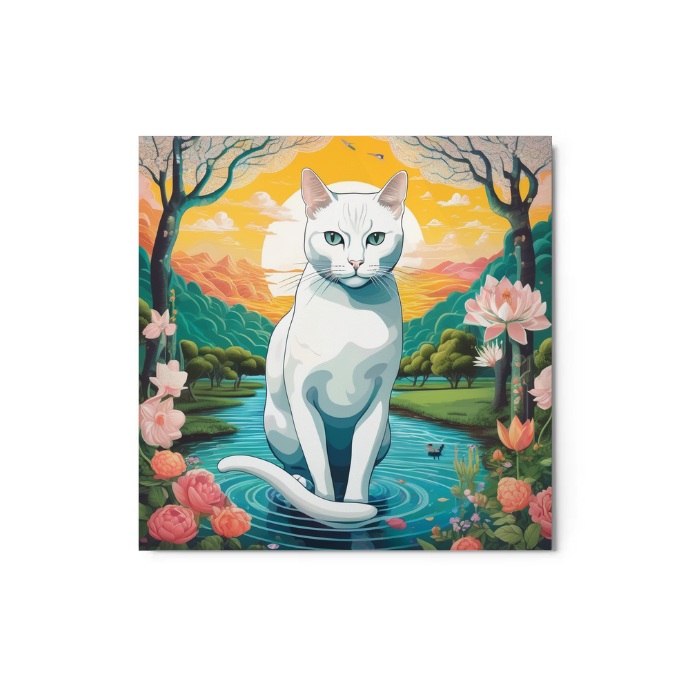 PugMug Custom White Companion Cat Metal Print