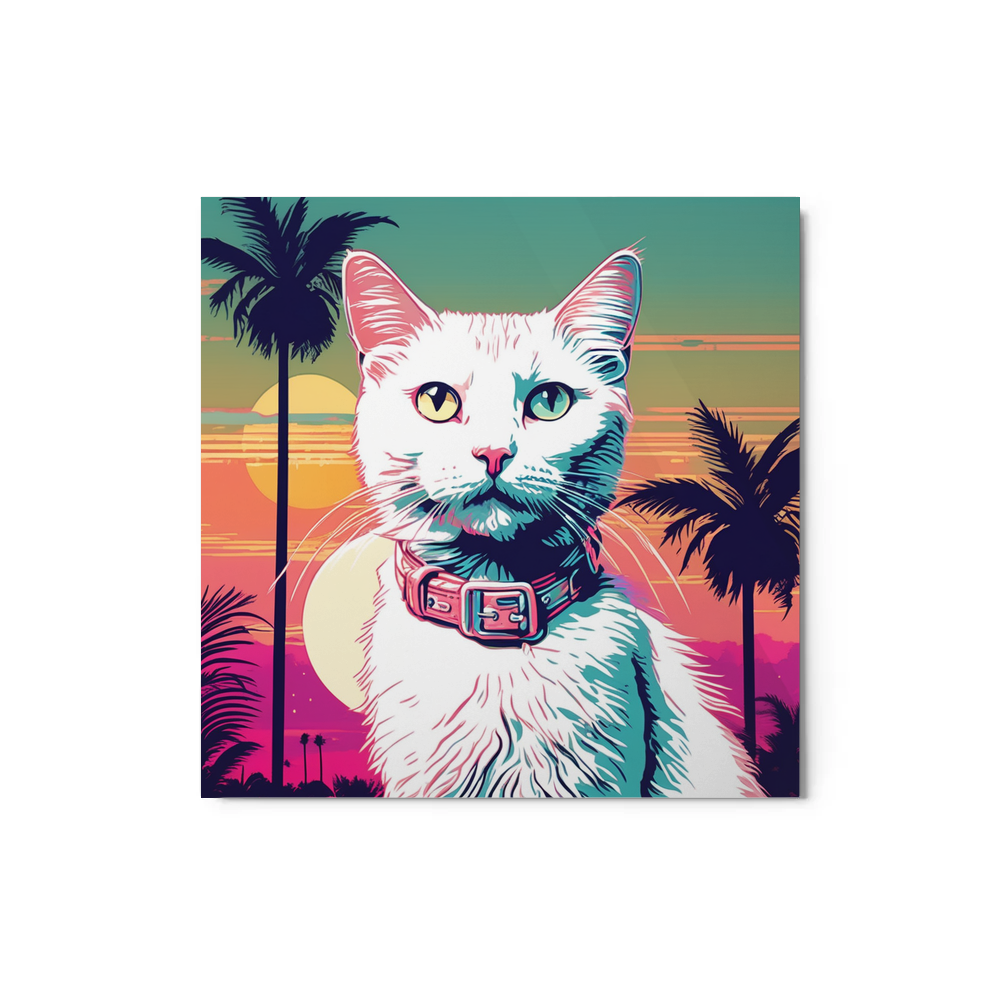 PugMug Custom White Companion Cat Metal Print