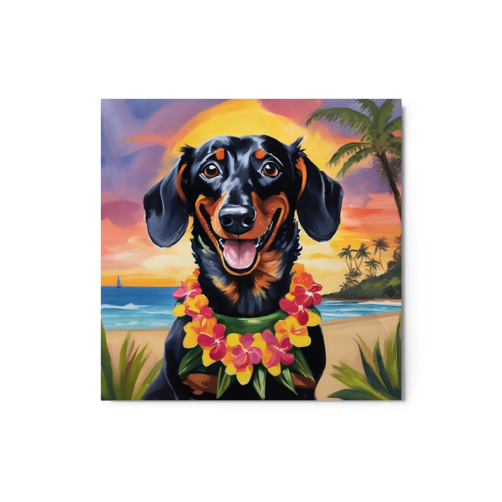 PugMug Custom Black Dachshund Metal Print
