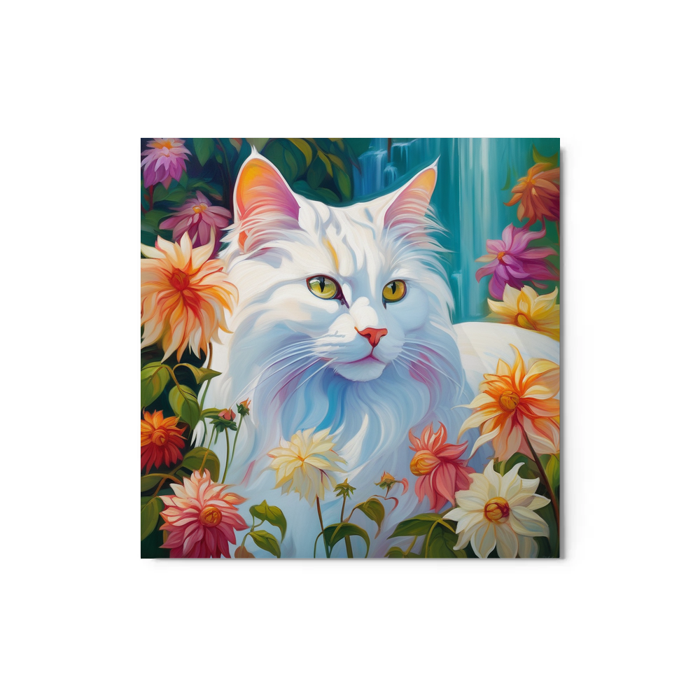 PugMug Custom White Companion Cat Metal Print
