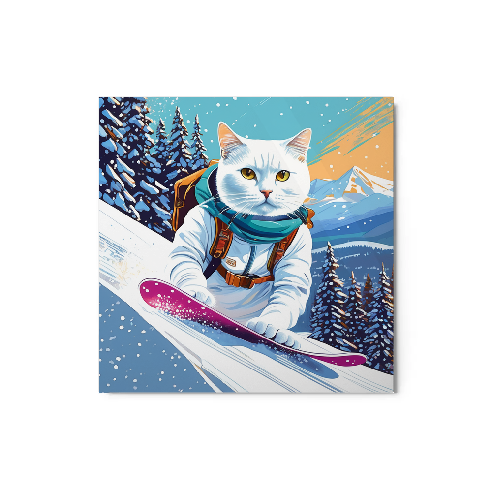 PugMug Custom White Companion Cat Metal Print