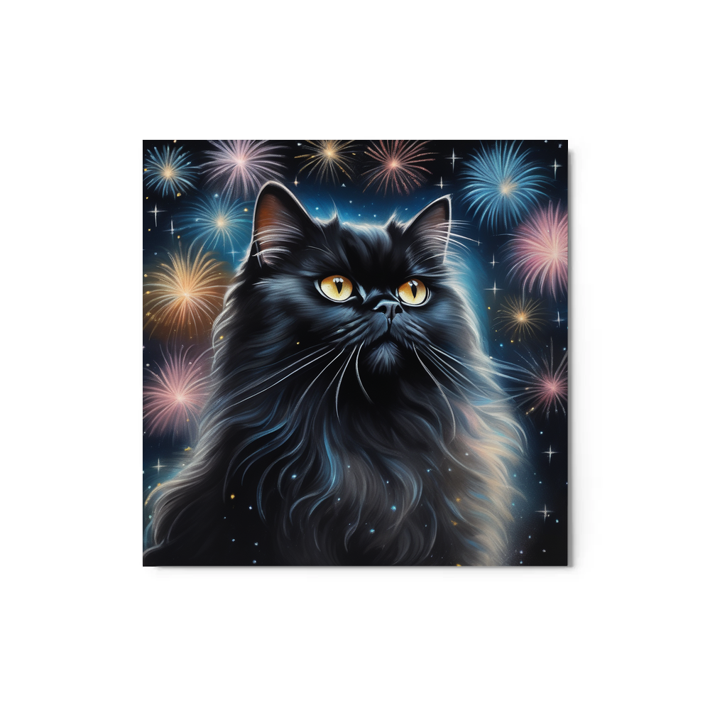 PugMug Custom Black Persian Cat Metal Print