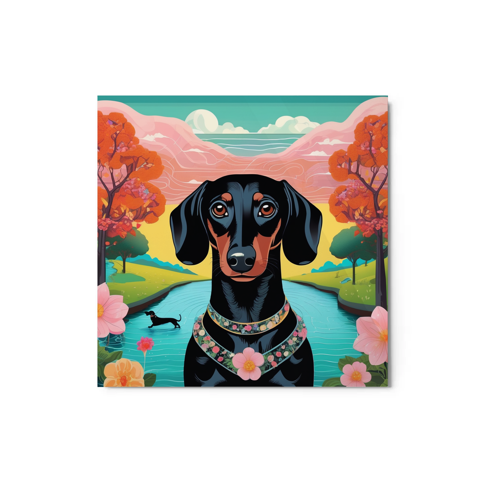 PugMug Custom Black Dachshund Metal Print