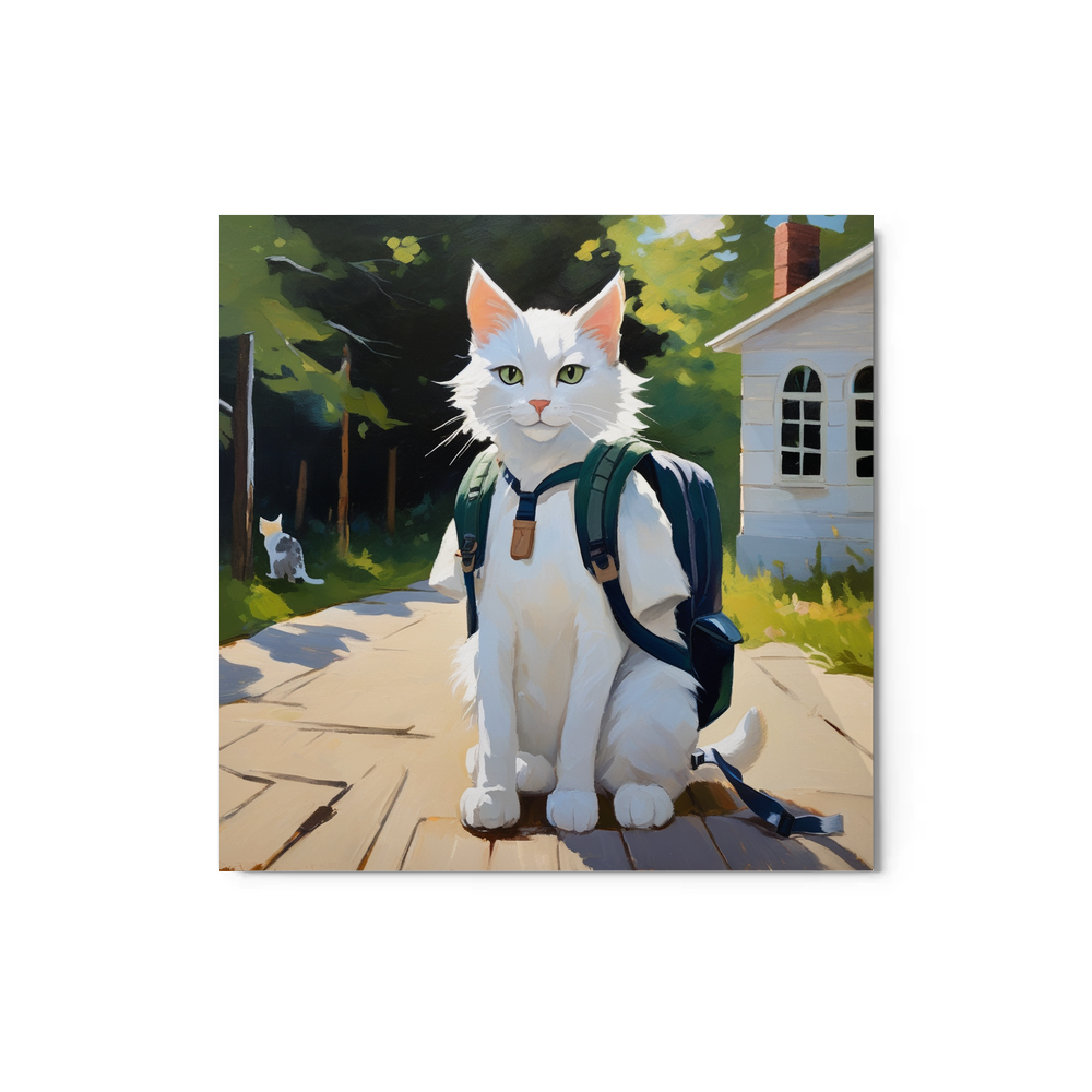 PugMug Custom White Companion Cat Metal Print